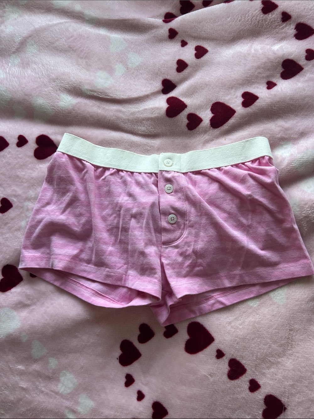 Brandy Melville Pink Women's Lounge Shorts with White Waistband